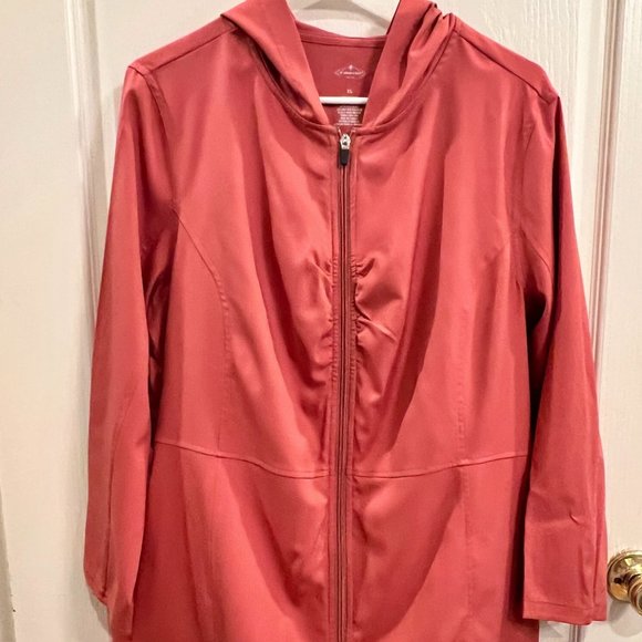 St. John's Bay Jackets & Blazers - Coral Windbreaker with Zipper Closure Size L